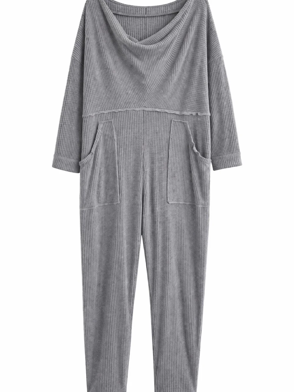 Free People Intimately Kickback Thermal Romper Medium Gray Waffle Knit Jumpsuit - Picture 3 of 10